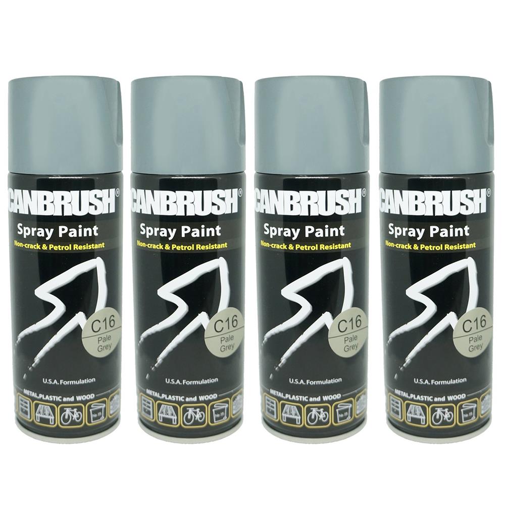 4X Canbrush C16 Pale Grey Spray Paint 400ml