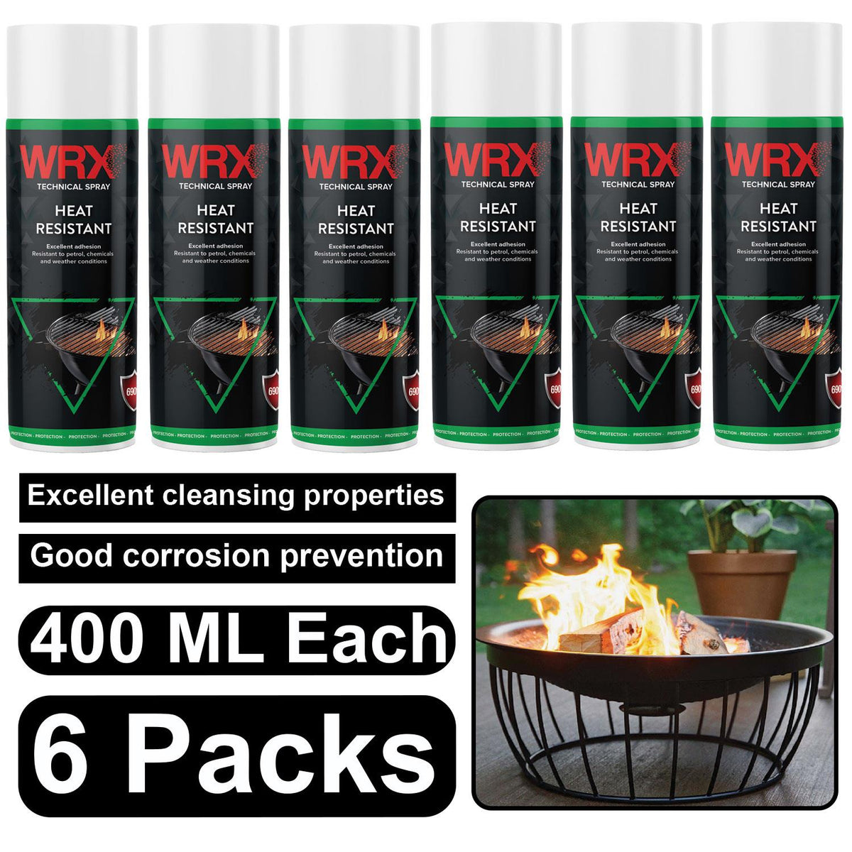 6X WRX Heat Resistant Black Spray 400ml