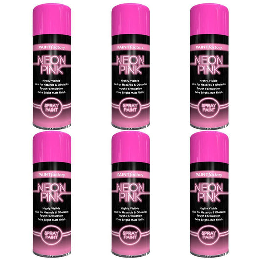 6X Paint Factory Neon Pink Spray Paint 400ml