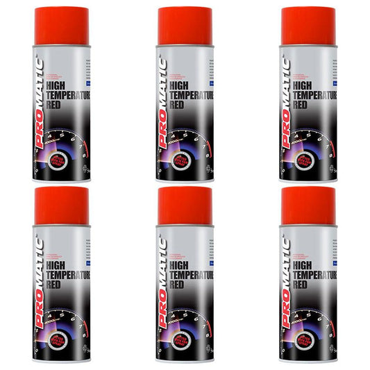 6X Promatic Red High Temperature Spray Paint 400ml