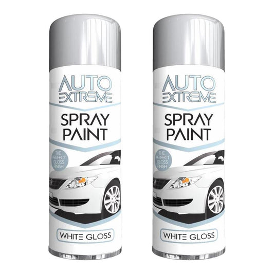 2X Auto Spray White Gloss Spray Paint 250ml