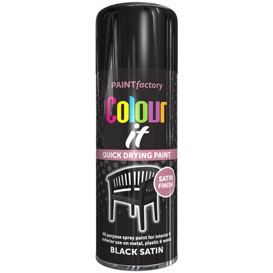 Paint Factory Black Satin Spray Paint 400ml