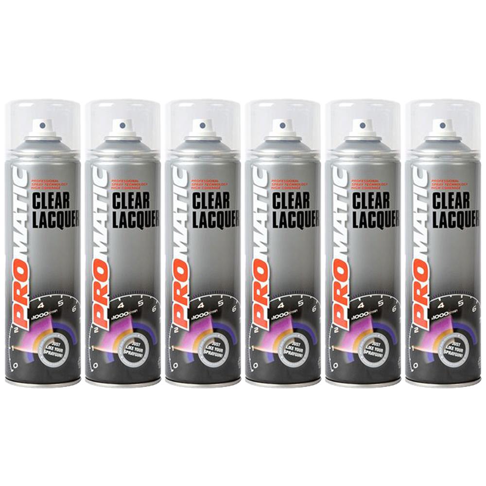 6X Promatic Clear Lacquer Spray Paint 500ml