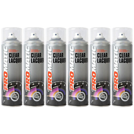 6X Promatic Clear Lacquer Spray Paint 500ml