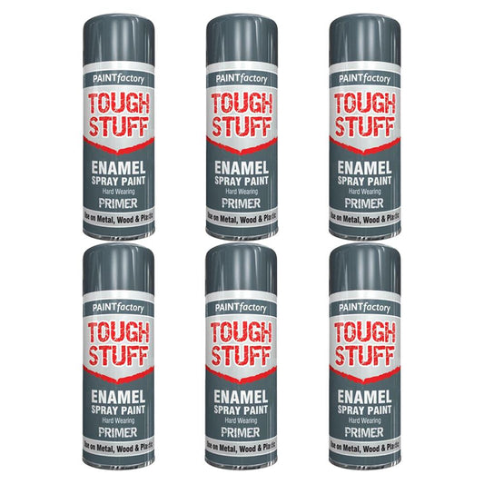 6X Paint Factory Tough Stuff Enamel Grey Primer 400ml