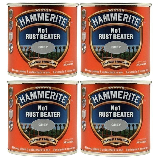 4X Hammerite No.1 Rustbeater Grey 250ml