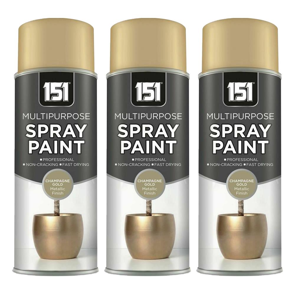 3X Metallic Gloss Champagne Gold Spray Paint 400ml