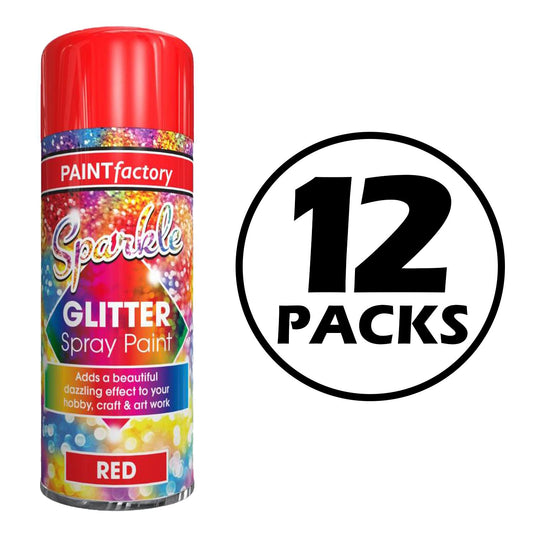 12X Paint Factory Red Glitter Spray Paint 200ml