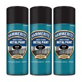 3X Hammerite Satin Black Spray Paint 400ml