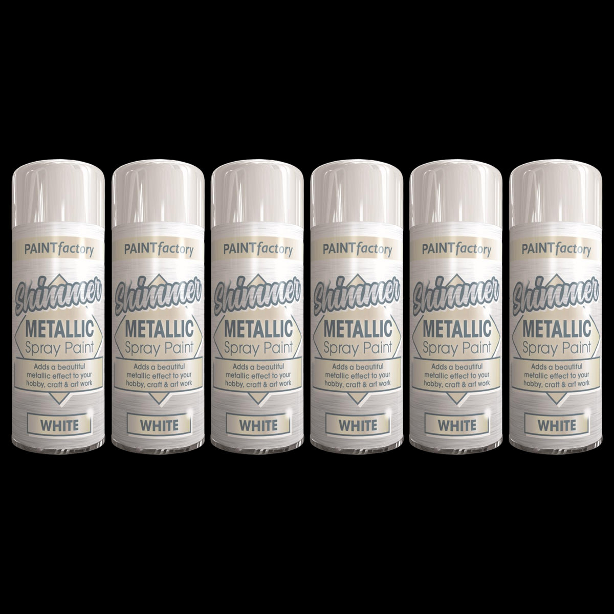 6X Paint Factory White Metallic Spray Paint 200ml