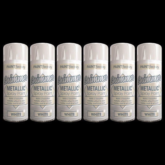 6X Paint Factory White Metallic Spray Paint 200ml