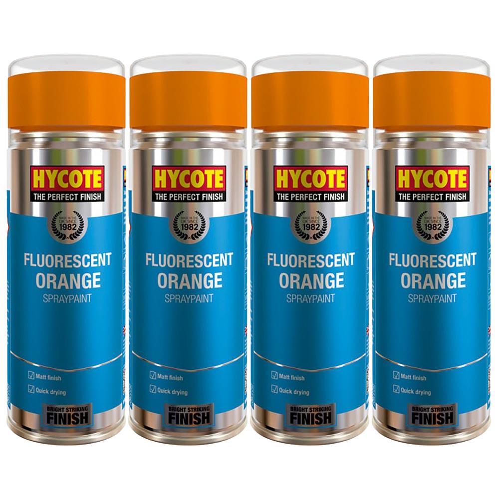 4X Hycote Fluorescent Orange Spray Paint 400ml