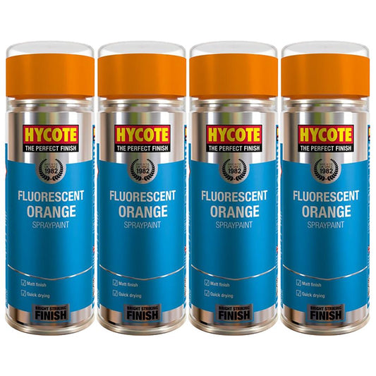 4X Hycote Fluorescent Orange Spray Paint 400ml