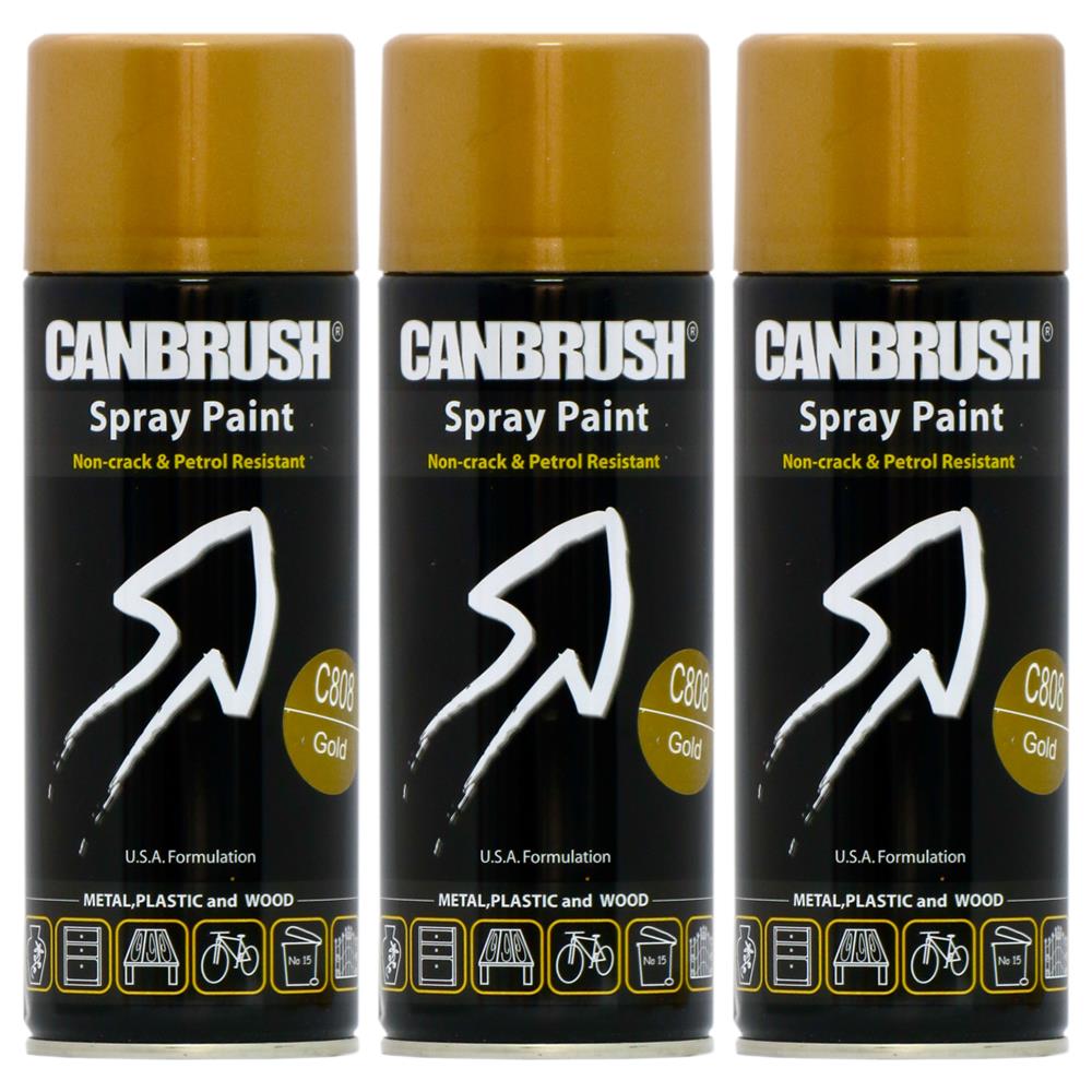 3X Canbrush C808 Gold Spray Paint 400ml