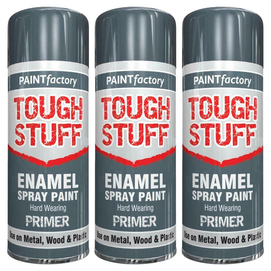 3X Paint Factory Tough Stuff Enamel Grey Primer 400ml