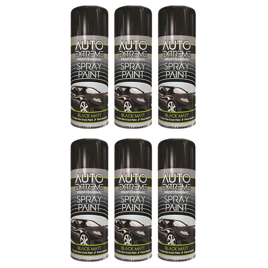 6X Auto Extreme Black Matt Spray Paint 400ml