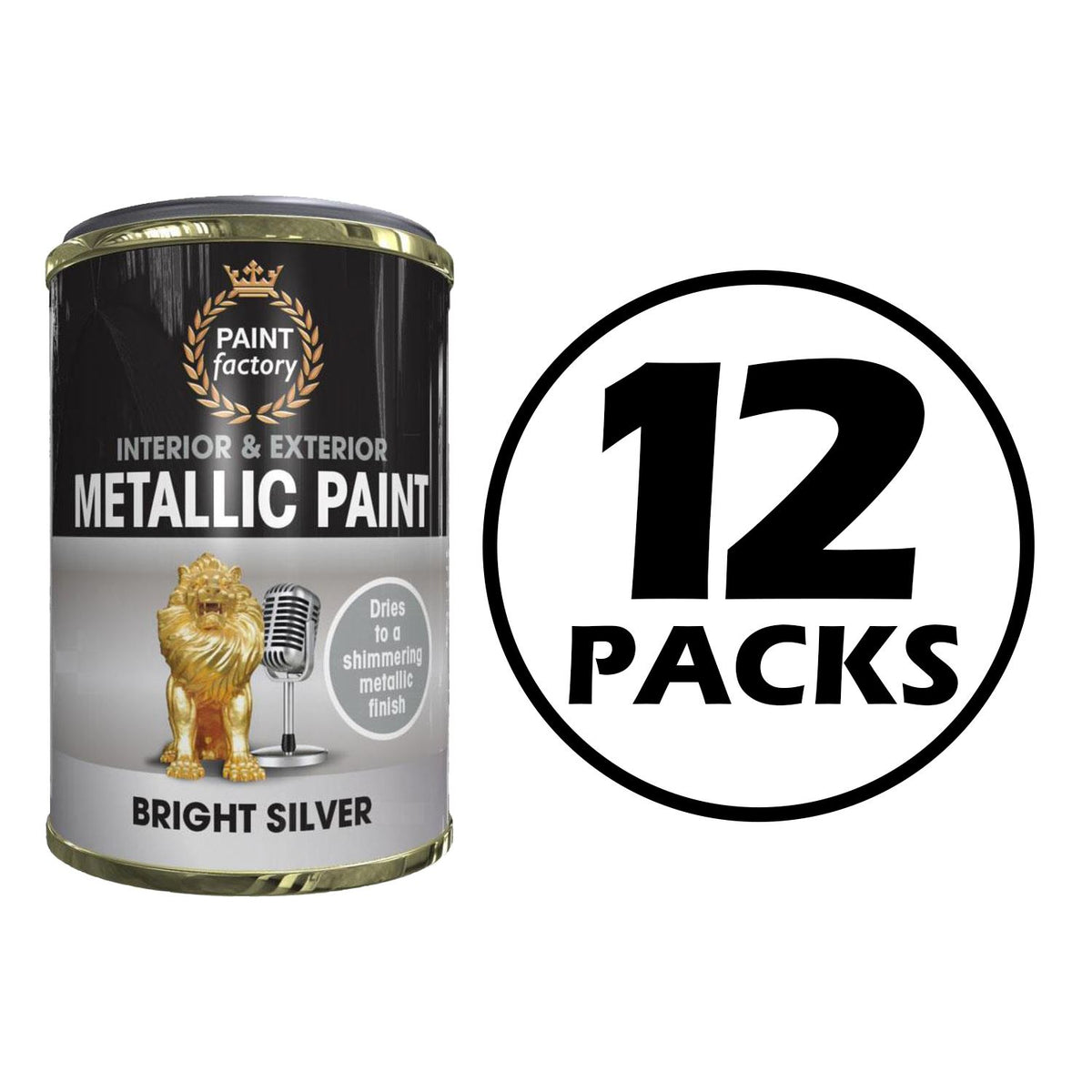 12X Paint Factory Mettalic Silver Paint Tin 300ml