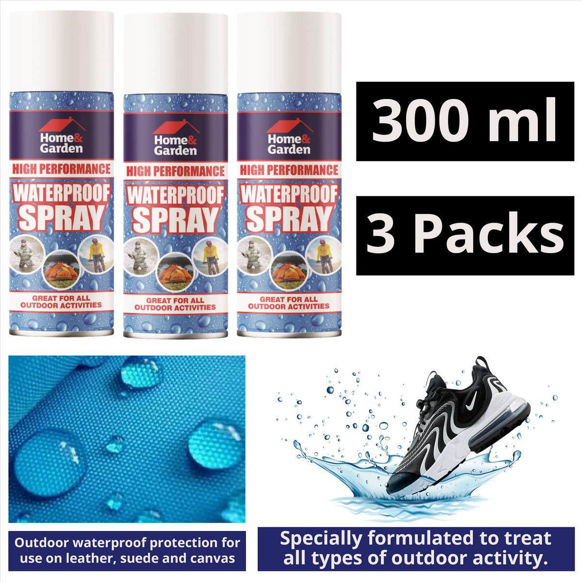 3x H&G Waterproof Spray 300Ml