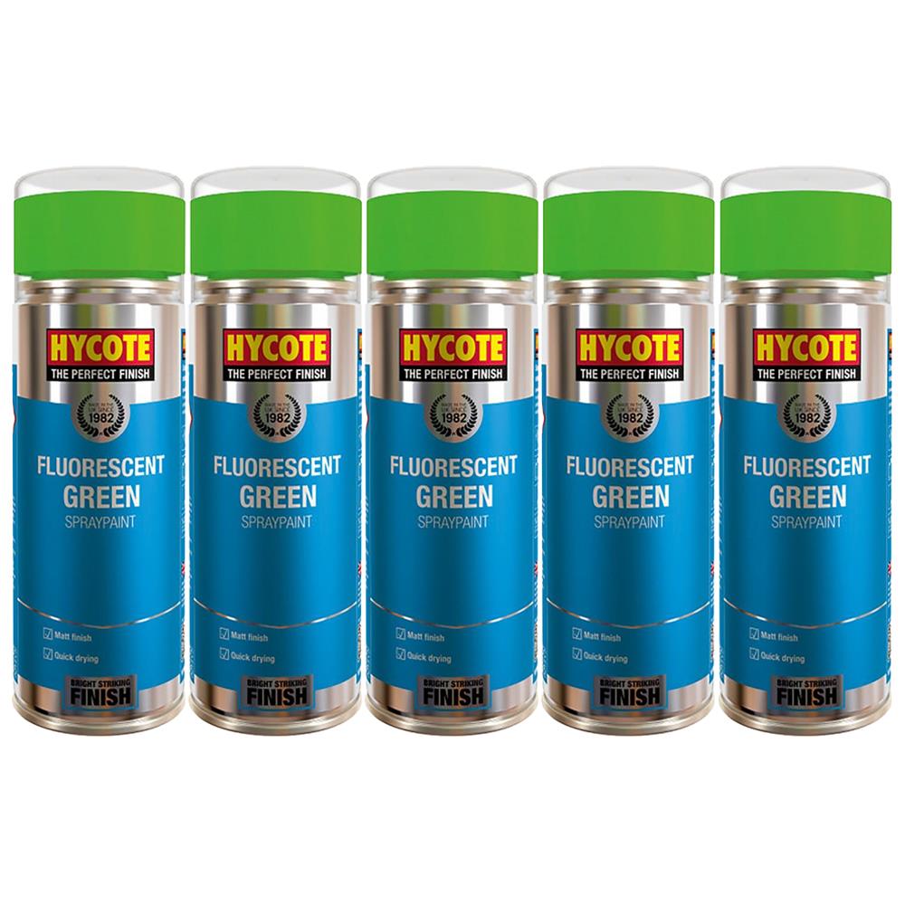 5X Hycote Fluorescent Green Spray Paint 400ml