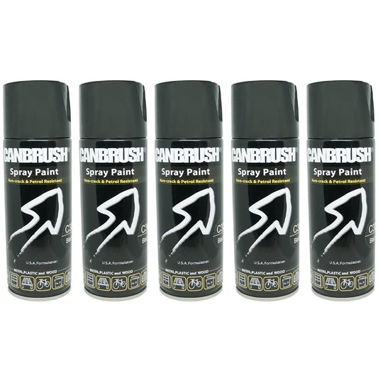 5X Canbrush C30 Gloss Black Spray Paint 400ml