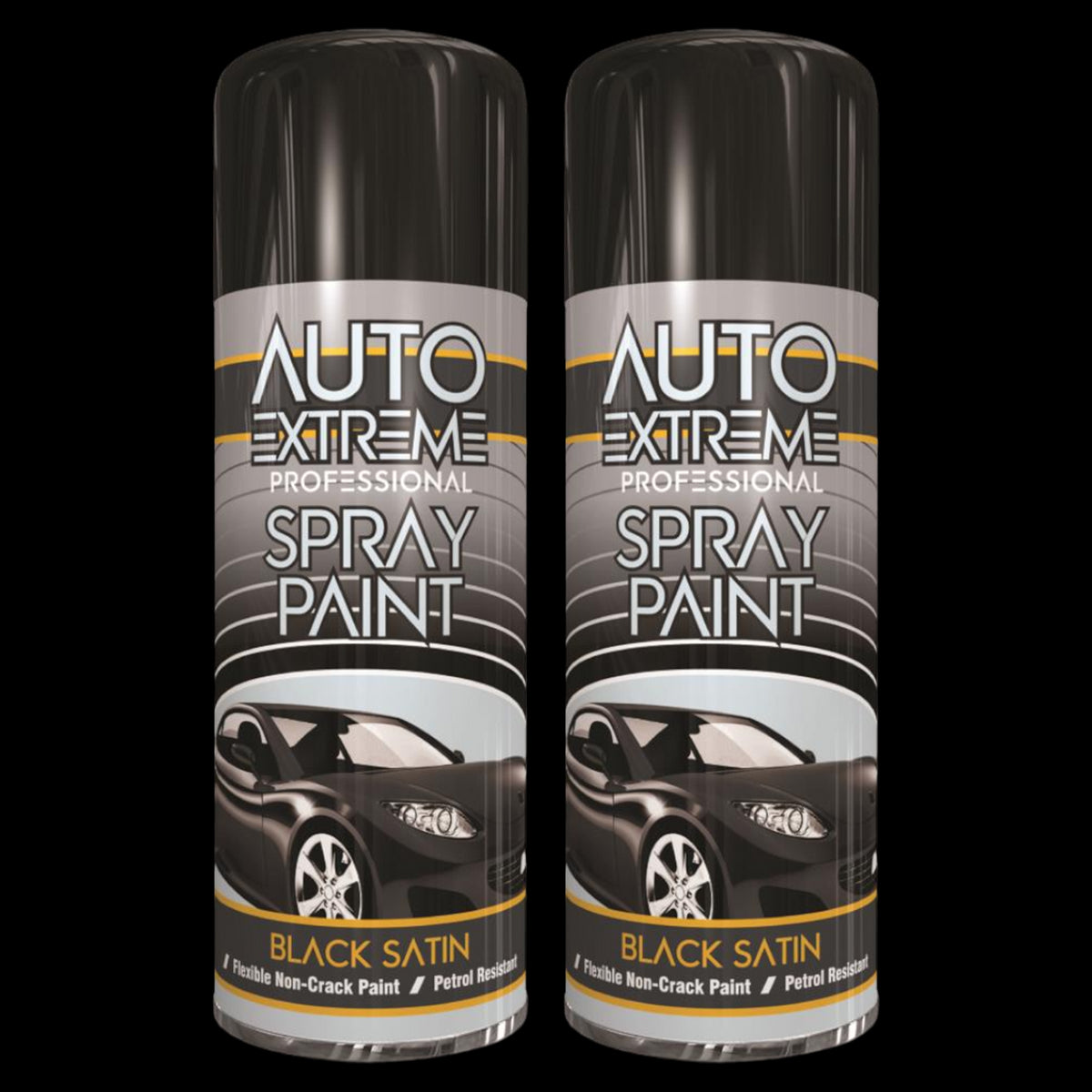 2X Auto Extreme Pro Satin Black Spray Paint 400ml