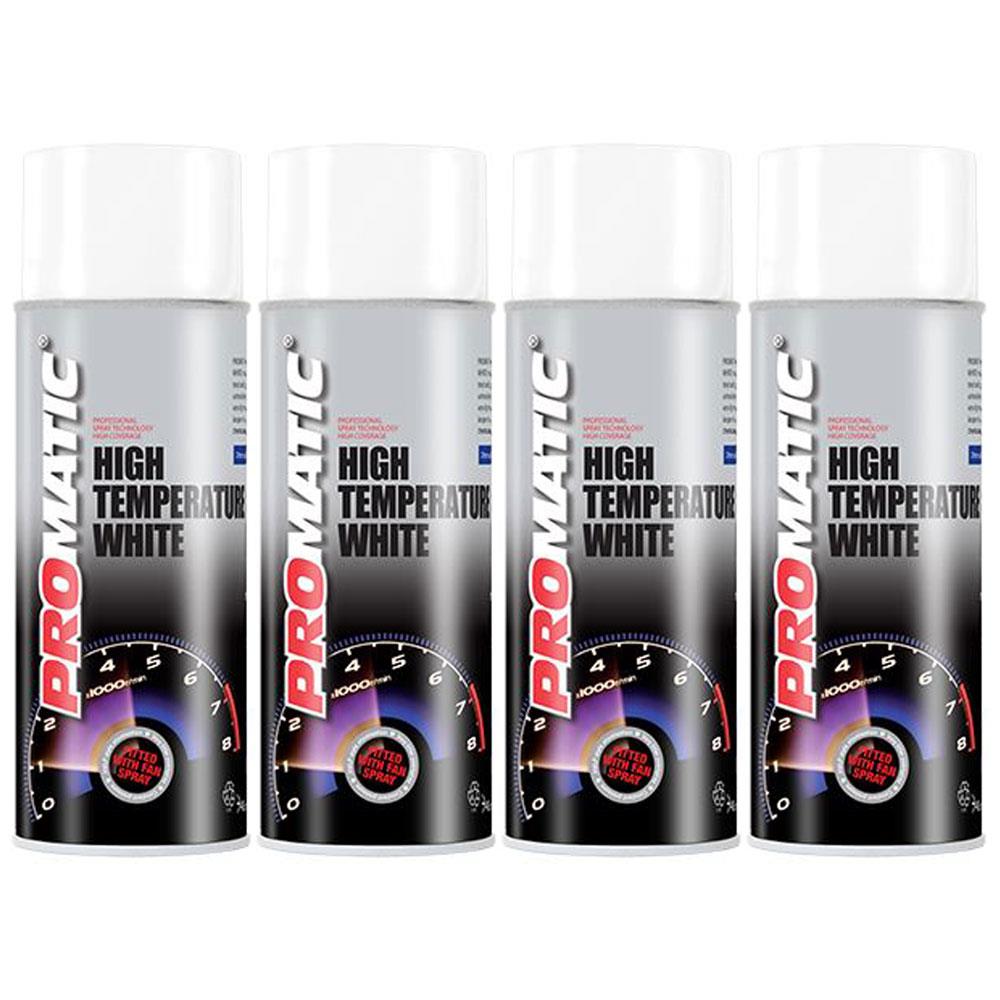 4X Promatic White High Temperature Spray Paint 400ml