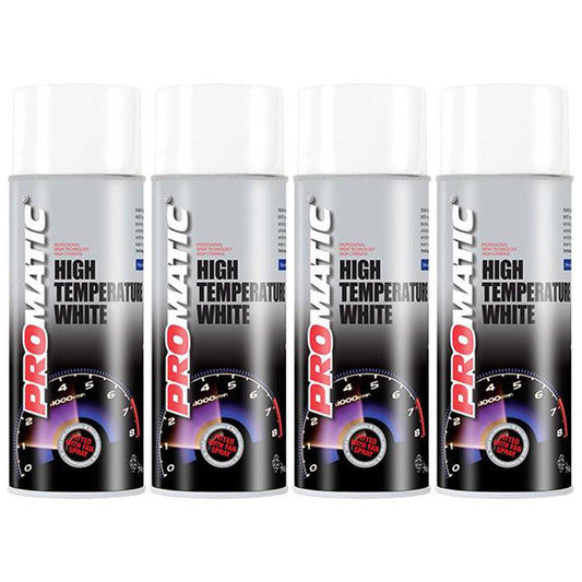 4X Promatic White High Temperature Spray Paint 400ml