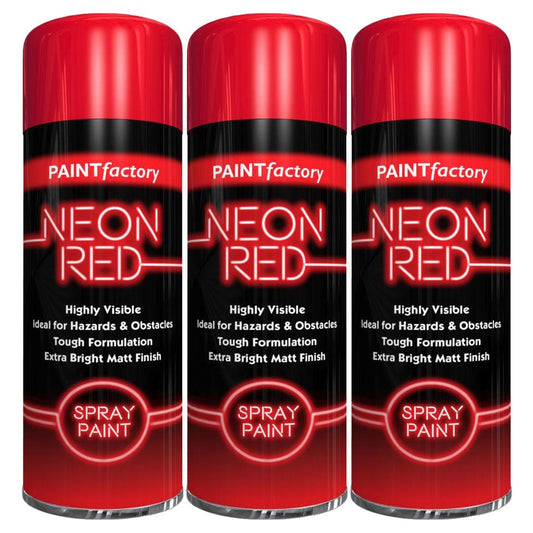 3X Paint Factory Red Fluorescent Neon Spray Paint 200ml