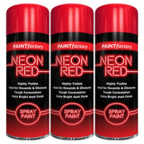 3X Paint Factory Red Fluorescent Neon Spray Paint 200ml