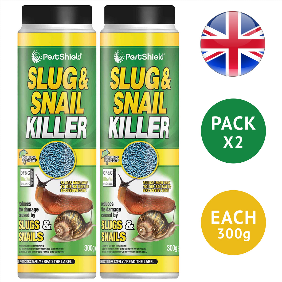 2X Pestshield Slug & Snail Killer 300g