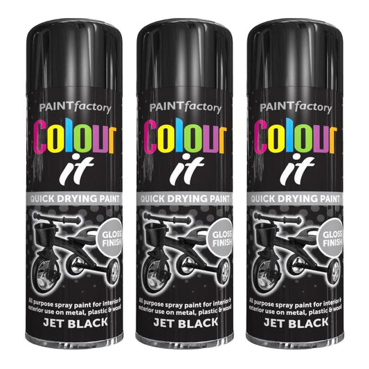 3X Paint Factory Black Gloss 250ml