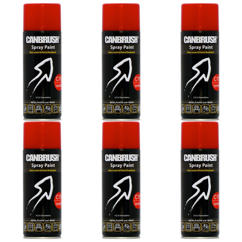 6X Canbrush C15 Vermillion Spray Paint 400ml