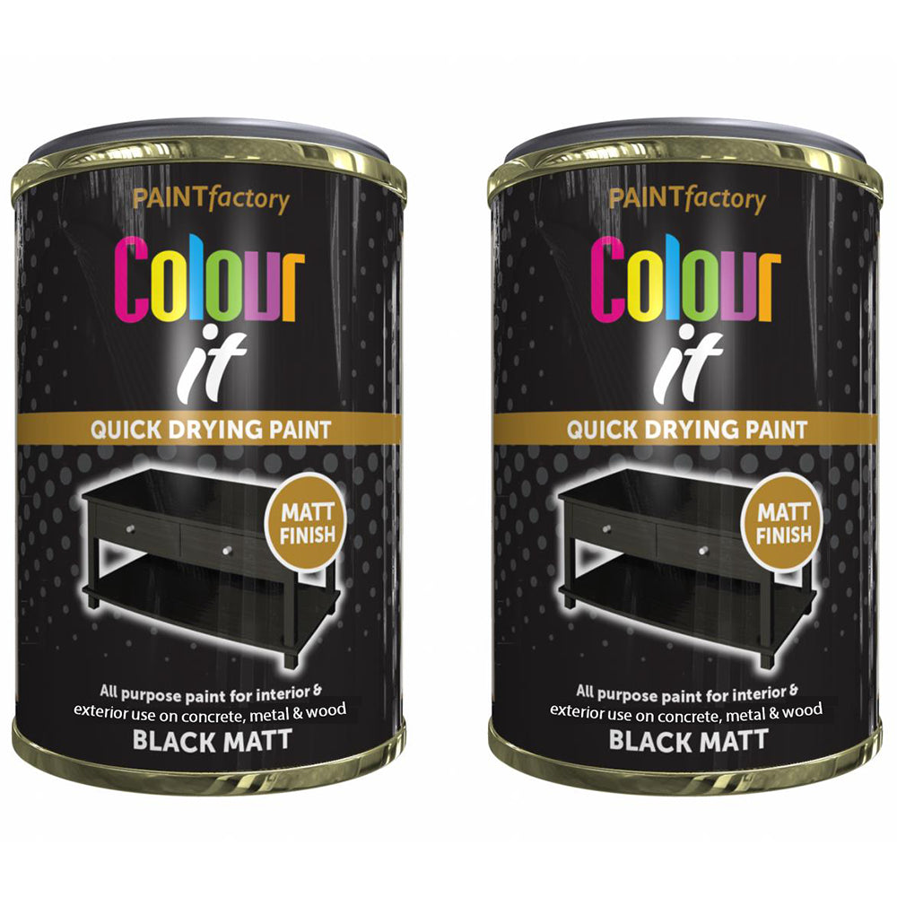 2X Paint Factory Black Matt Tin Paint 300ml