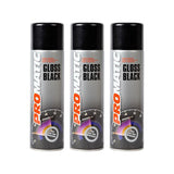 3X Promatic Gloss Black Spray Paint 500ml