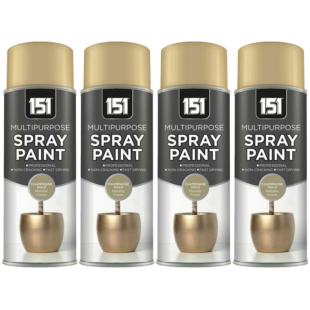 4X Metallic Gloss Champagne Gold Spray Paint 400ml