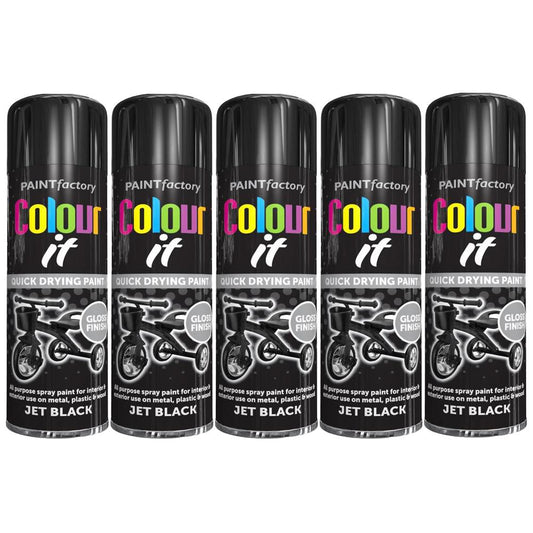 5X Paint Factory Black Gloss 250ml