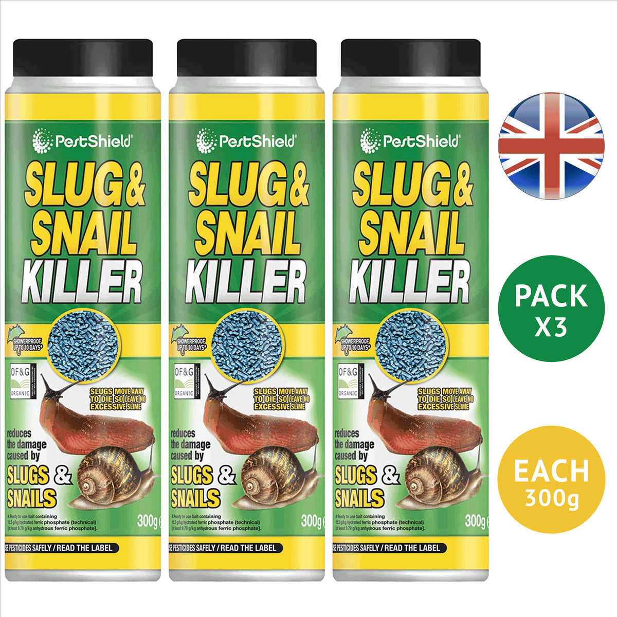 3X Pestshield Slug & Snail Killer 300g