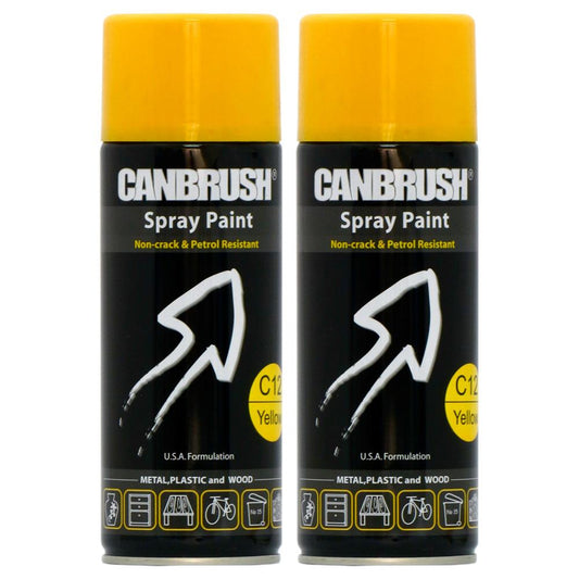 2X Canbrush C12 Yellow Spray Paint 400ml