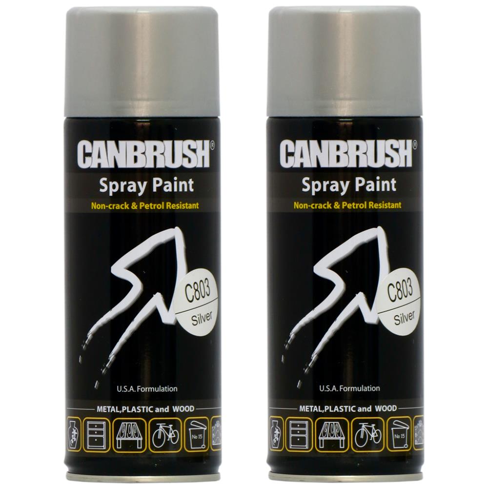 2X Canbrush C803 Silver Spray Paint 400ml