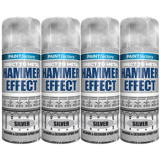 4X Paint Factory Silver Hammer Effect Paint 400ml