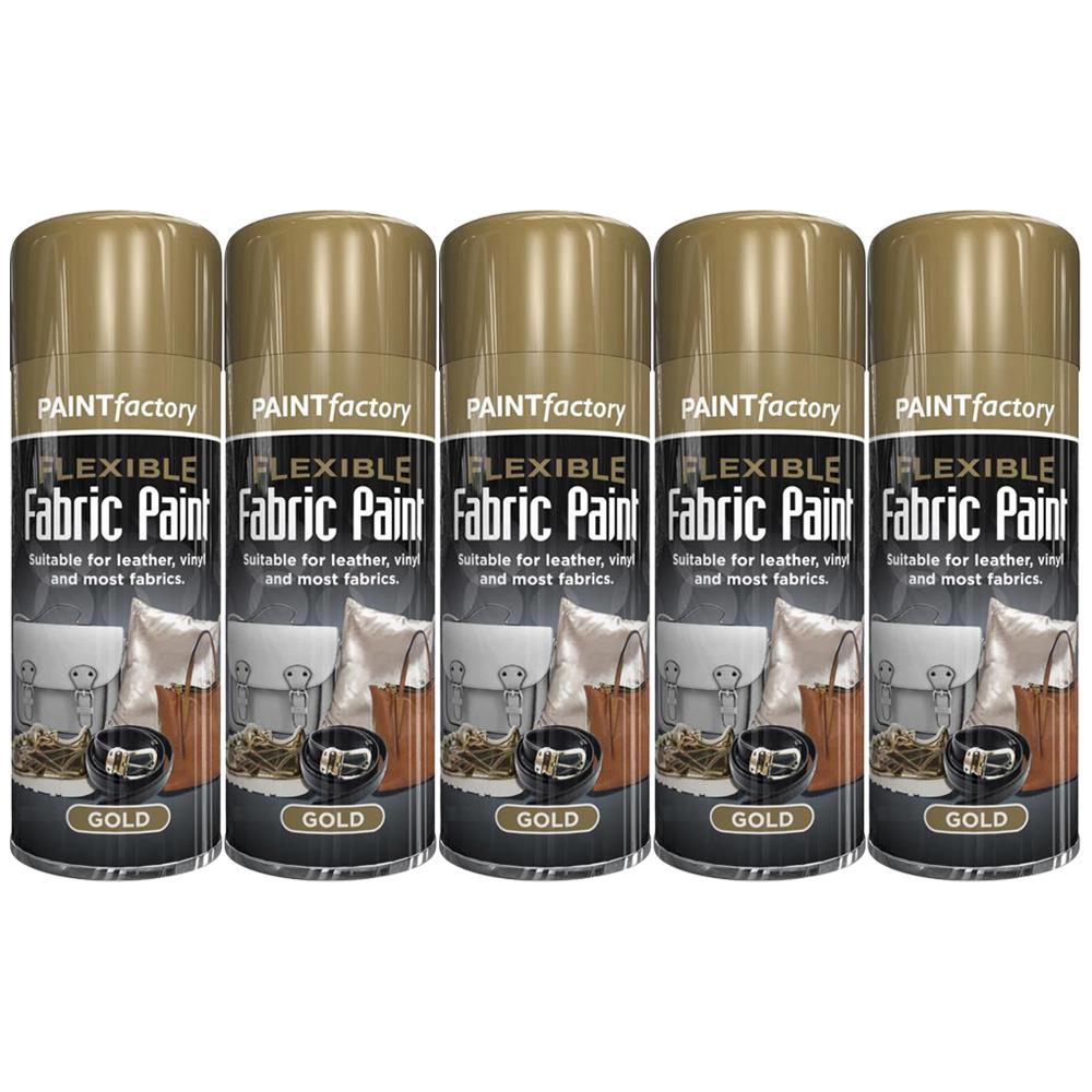 5X Paint Factory Gold Flexible Fabric & Vinyl Spray Paint 200ml