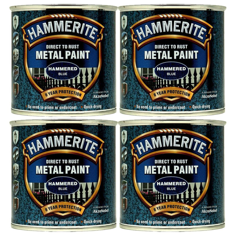 4X Hammerite Hammered Blue Paint 250ml