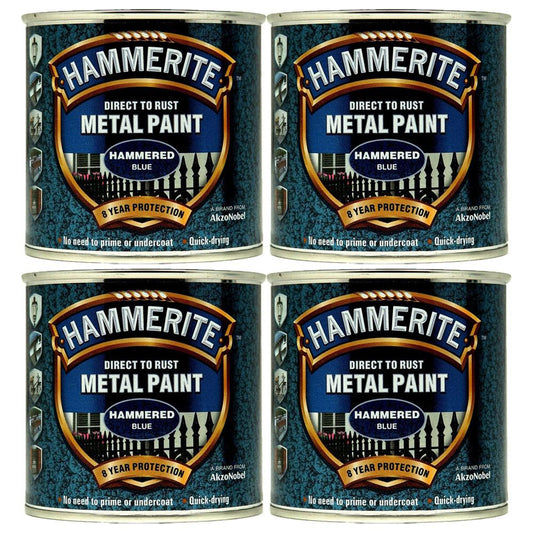 4X Hammerite Hammered Blue Paint 250ml