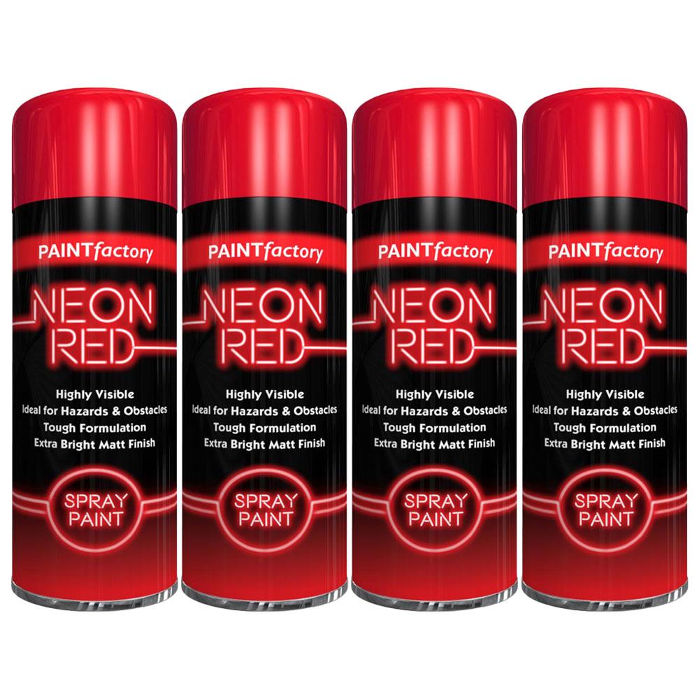 4X Paint Factory Red Fluorescent Neon Spray Paint 200ml