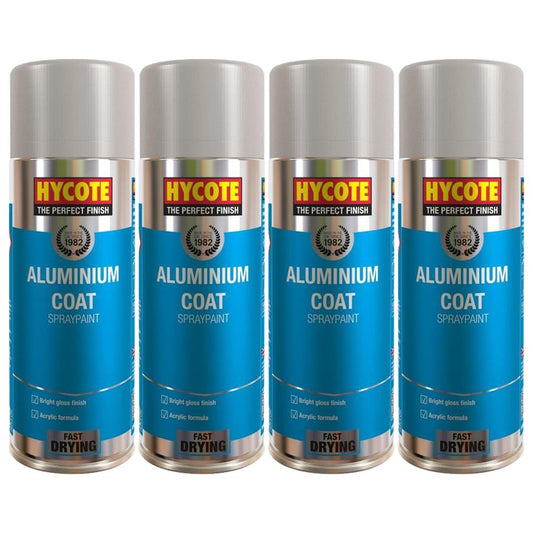 4X Hycote Aluminium Coat Spray Paint 400ml