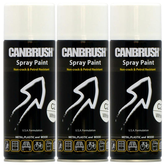 3X Canbrush C2 Gloss White Spray Paint 400ml