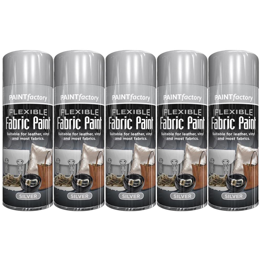 5X Silver Fabric & Vinyl Spray Paint 200ml