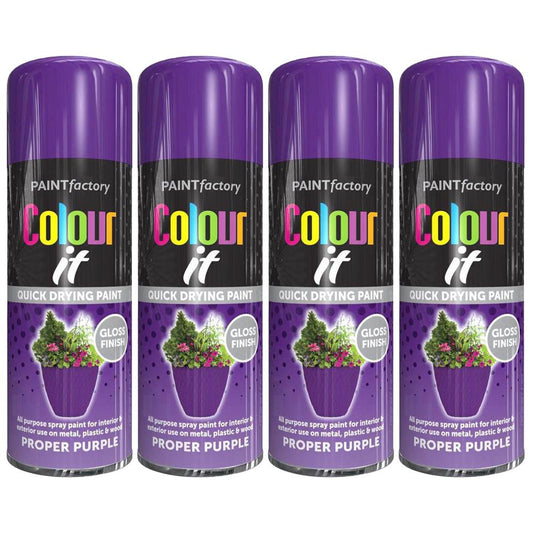 4X Paint Factory Proper Purple Gloss Spray Paint 250ml