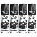 4X Auto Spray Black Gloss Spray Paint 250ml