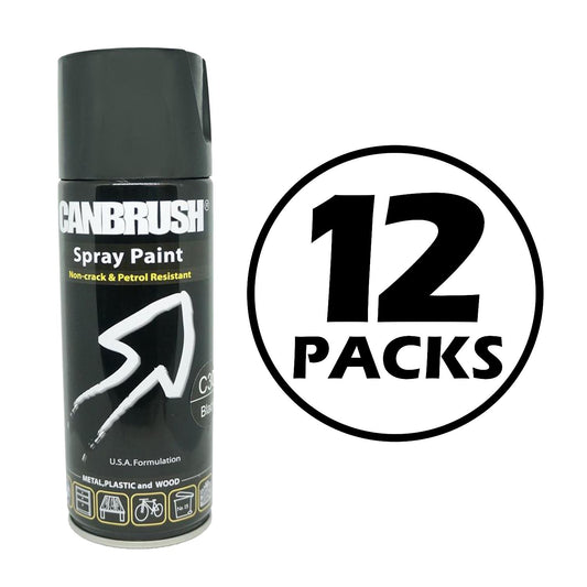 12X Canbrush C30 Gloss Black Spray Paint 400ml